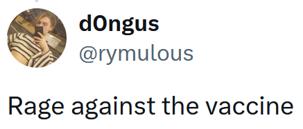 Tweet reading 'Rage against the vaccine'